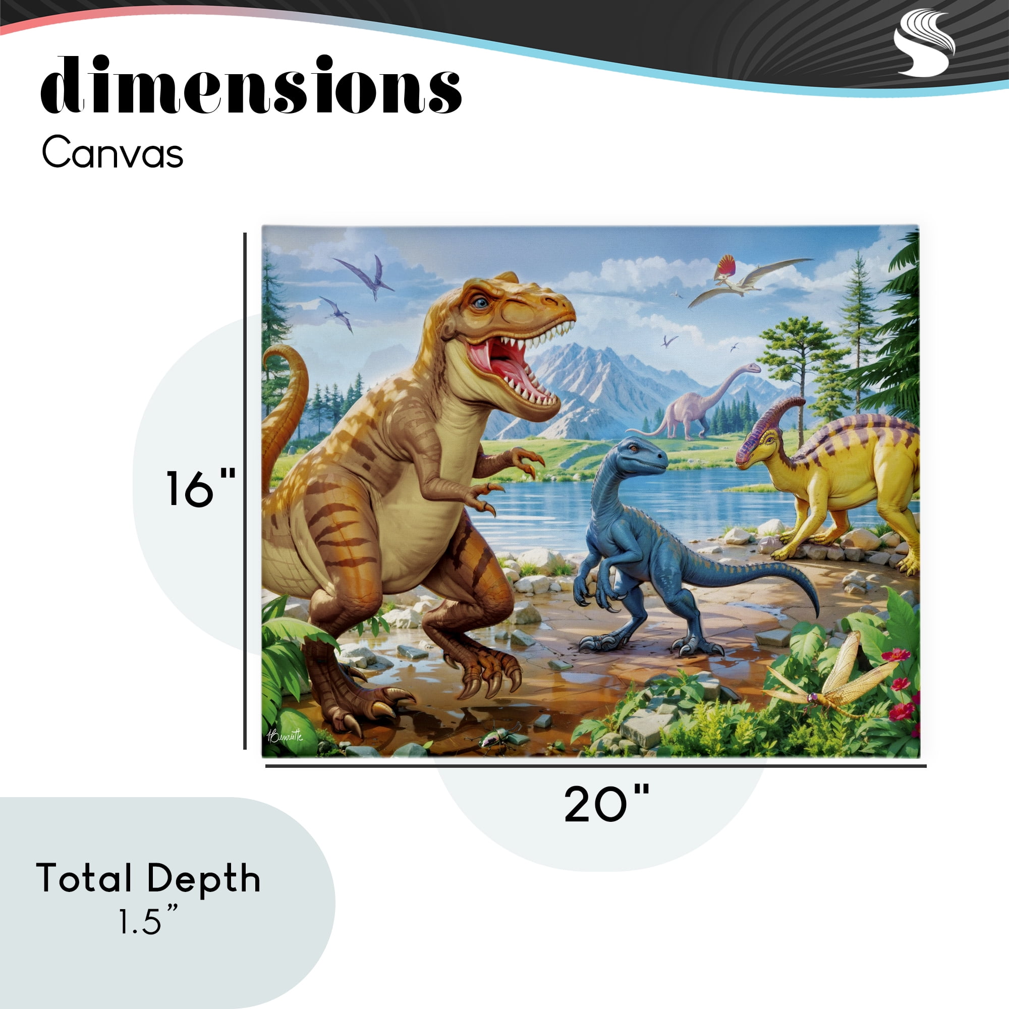 Stupell Industries Lush Jurassic Lakeside Canvas Wall Art, design by Henriette Chinaglia