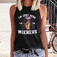 thumbnail image 2 of Wang6 Womens 4th of July Loose Tank Tops Summer I Am Just Hear for the Wieners Letter Printed Sleeveless Tops Causal Crew Neck Graphic Tshirts 0526liBlack M, 2 of 4