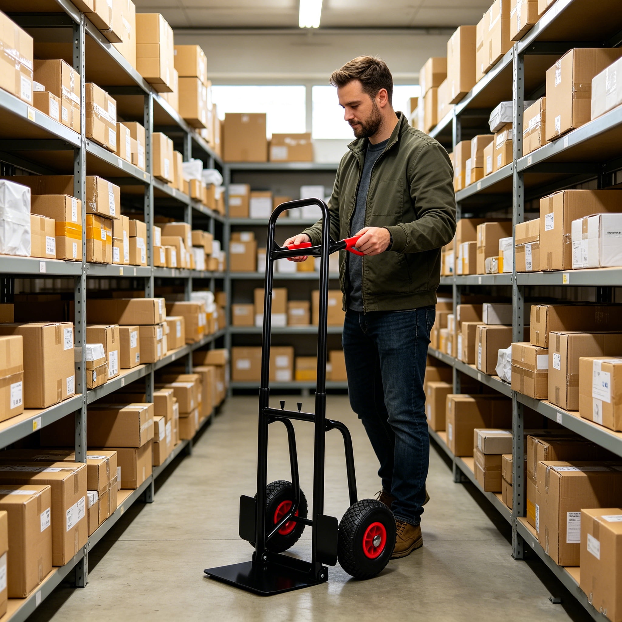 Heavy-Duty Folding Hand Truck with Retractable Handle for Moving