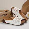 thumbnail image 4 of Gpaecead Women Flower Cutout Wedge Slides Open Toe Faux Leather Wood Texture Heel Spring Summer Height Casual Shoes,White, 4 of 8
