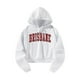 thumbnail image 2 of Sudadera con capucha informal para mujer, sudadera con capucha deportiva, letras rojas, manga larga blanca, con cordón, sudadera con capucha acogedora L, 2 of 8