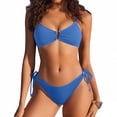 thumbnail image 2 of NMMUED Womens 2 Piece Bikini Sets Cheeky High Cut Bathing Suit Color Block Textured U-wire Swimsuits 2026 Blue M, 2 of 4