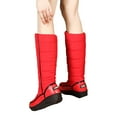 thumbnail image 2 of Xfvqtps Womens Knee High Boots Large Size Thick Soles Wide Calf Waterproof Non Slip Winter Down Boots Fall Cotton Color Matching Snow High Top Boots Red, 2 of 9