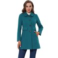 thumbnail image 1 of INSPIRE CHIC Manteau Femme Col à Revers Simple Boutonnage Mi-Long Bleu Vert G, 1 of 5