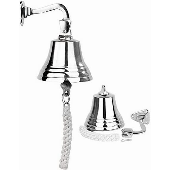 Nautical Themed Silver Ship Bell Ringer Wall Mounted Traditional Door Ship Bell
