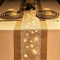 thumbnail image 5 of Burlap Table Runner With LED String Lights Rustic 12" x 71" Christmas Tablecloth Lighted Table Runner Farmhouse Decor For Wedding Bridal Shower Xmas Holiday, 5 of 8