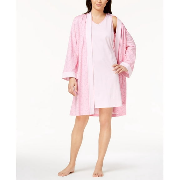 Charter Club 2-Piece Robe Chemise Set Cali Pink Small