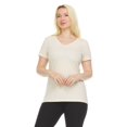 thumbnail image 3 of Sophia by Mia Olivia Women's Tailored Fit Short-Sleeve V-Neck T-Shirt, Pack of 3 Fashion Essential- Value Trio Versatile Styling Options for Professionals, Students and Moms -White, Beige, Olive., 3 of 10