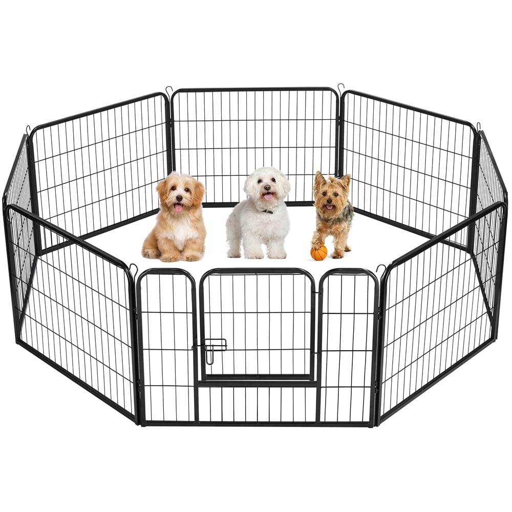 SmileMart 8 Panel Metal Dog Playpen and Pet Exercise Barrier, Black