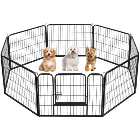 SmileMart 24 H Heavy Duty Black Iron Dog Playpen  8 Panels