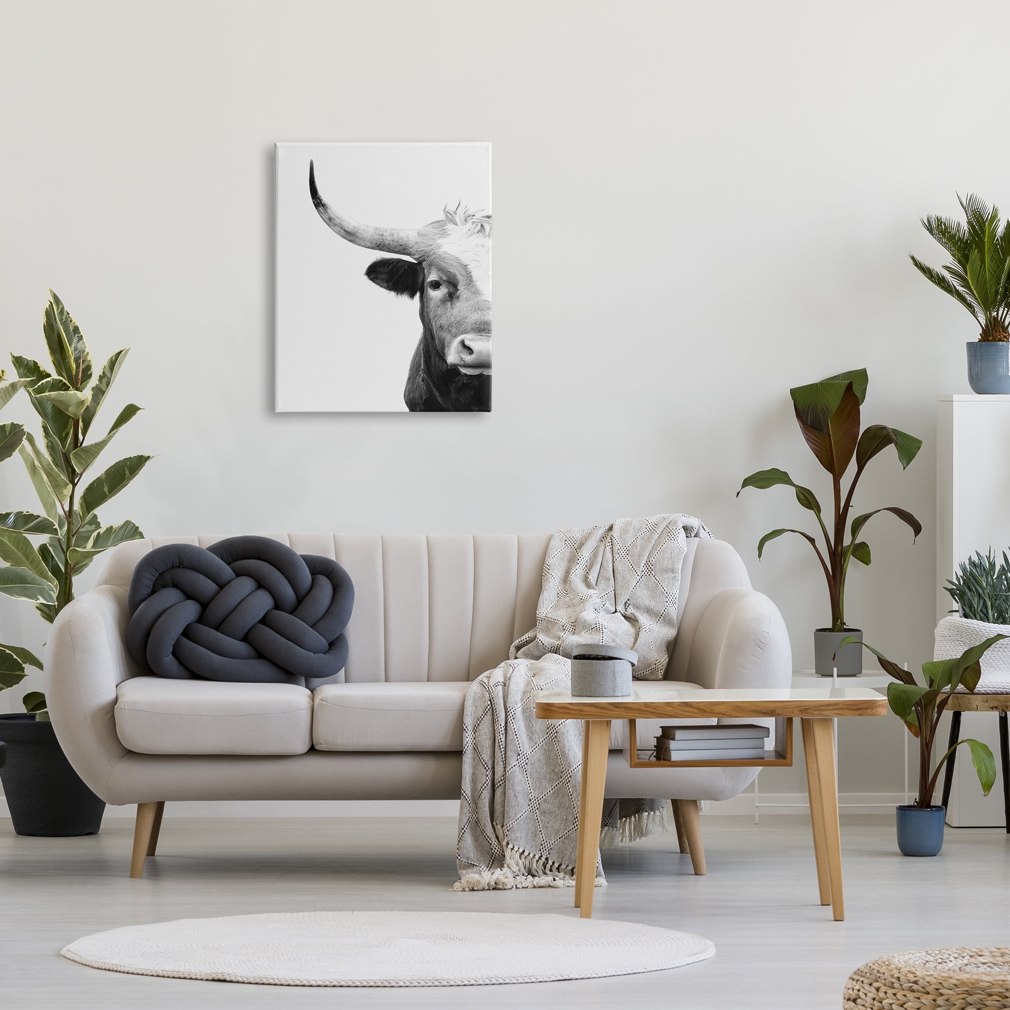 Stupell Industries Grey Longhorn Portrait Animals & Insects Photography Gallery Wrapped Canvas Print Wall Art, 24 x 30