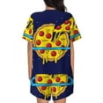 thumbnail image 6 of Fuzoiu PLANETA EN FORMA DE PIZZA Print Women's Short-Sleeved Pajama Set,Lounge Sleepwear Set,Womens Pajama Sets 2 Piece,Button-Up Top and Shorts with Pockets-Small, 6 of 7