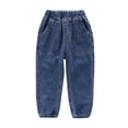 thumbnail image 2 of Spazoro Kids Boys Jeans, Elastic Waist Solid Color Spring Casual Denim Pants for Child Boys Navy Size 3-4T, 2 of 9