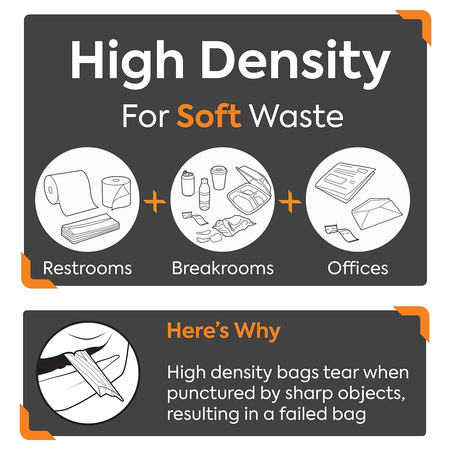 Coastwide Professional 12-16 Gallon Trash Bag 24" x 33" High Density 13 mic Natural 500 Bags/Box