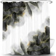 thumbnail image 7 of Black and Gold Marble Shower Curtain, Modern Abstract Dark Grey Gray White Fabric Shower Curtains Set for Bathroom Decorative, Cute Ombre Restroom Decor Accessories with Hooks 72X 72 Inch, 7 of 7