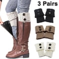 thumbnail image 2 of 3 pares de botas cortas para mujer, calcetines de punto de ganchillo, puños para botas, calentadores de piernas, calcetines Ormromra 222178-2, 2 of 9