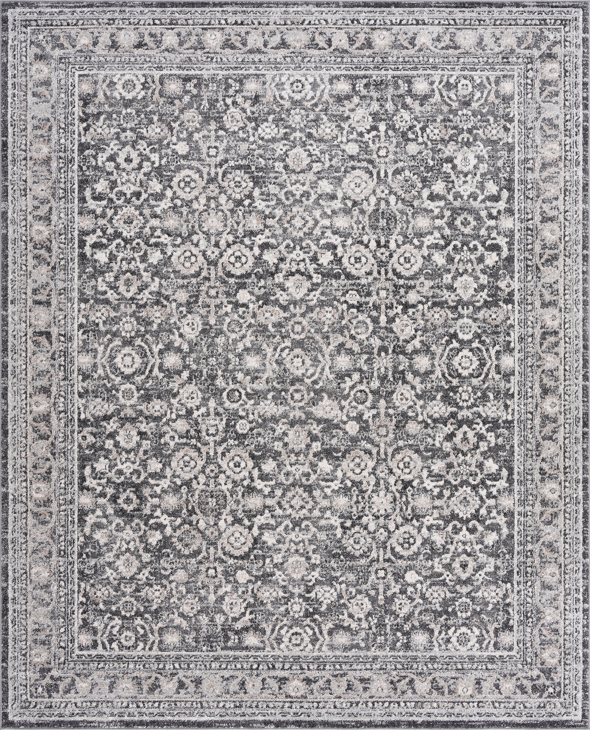 Bliss Rugs Magic Traditional 5' x 7' Dark Gray and Cream Indoor Area Rug