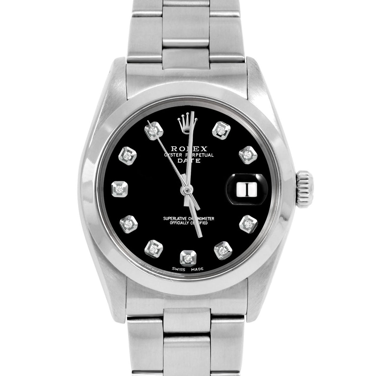 PreOwned Rolex 1500 Men's 34mm Date Watch w/ Black Diamond Dial (3