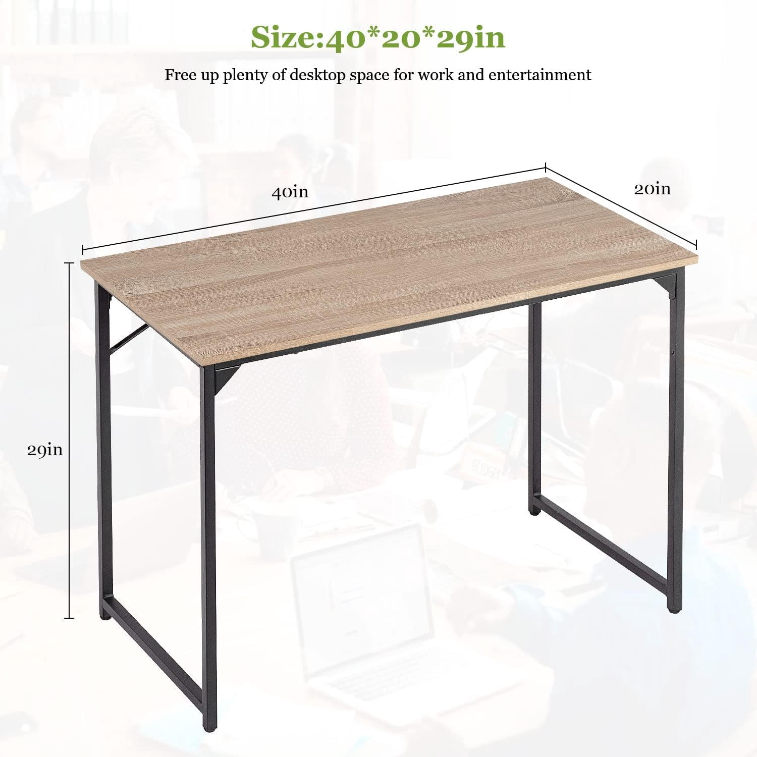 PayLessHere 39 inch Computer Desk,Sturdy Laptop Table for Home Office for Adults, Nature