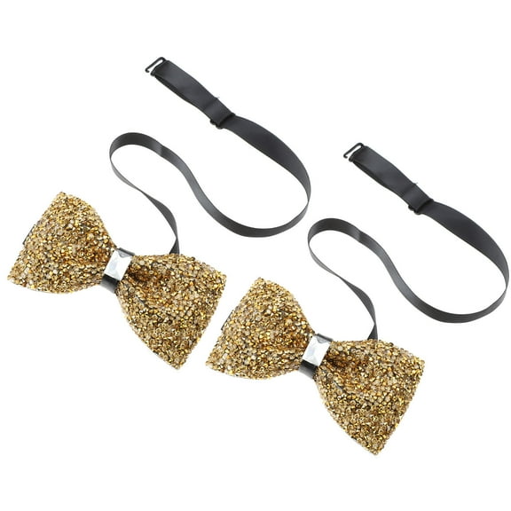 LEORX 2Pack Mens Bow Ties Golden Formal Wear Adjustable Strap Pre-tied