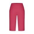 thumbnail image 3 of FYEGRE Women's Bermuda Long Shorts 14" Knee Length Capris Pants High Waisted Athletic Shorts with Pockets Hot Pink XL, 3 of 5
