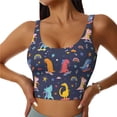 thumbnail image 2 of Haiem Cartoon Dinosaur Pattern Womens Sports Bra - U Neck Padded Low Impact Yoga Bra Workout Crop Top Gym Moisture-Wicking Workout Vest -XX-Large, 2 of 9