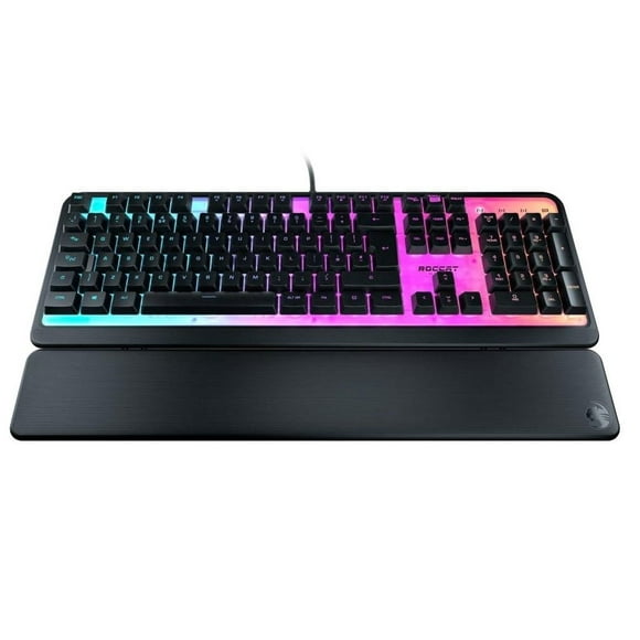 ROCCAT Clavier de Jeu PC avec Interrupteur à Membrane Silencieuse Magma, Plaque Supérieure AIMO RGB 5 Zones/10 LED et Repose-Poignets Détachable - Noir