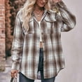 thumbnail image 2 of YDFCWXW Flannel Shirt for Women Button Down Long Sleeve Plaid Shirts Collared 2025 Casual Work Tops Coffee, M, 2 of 7