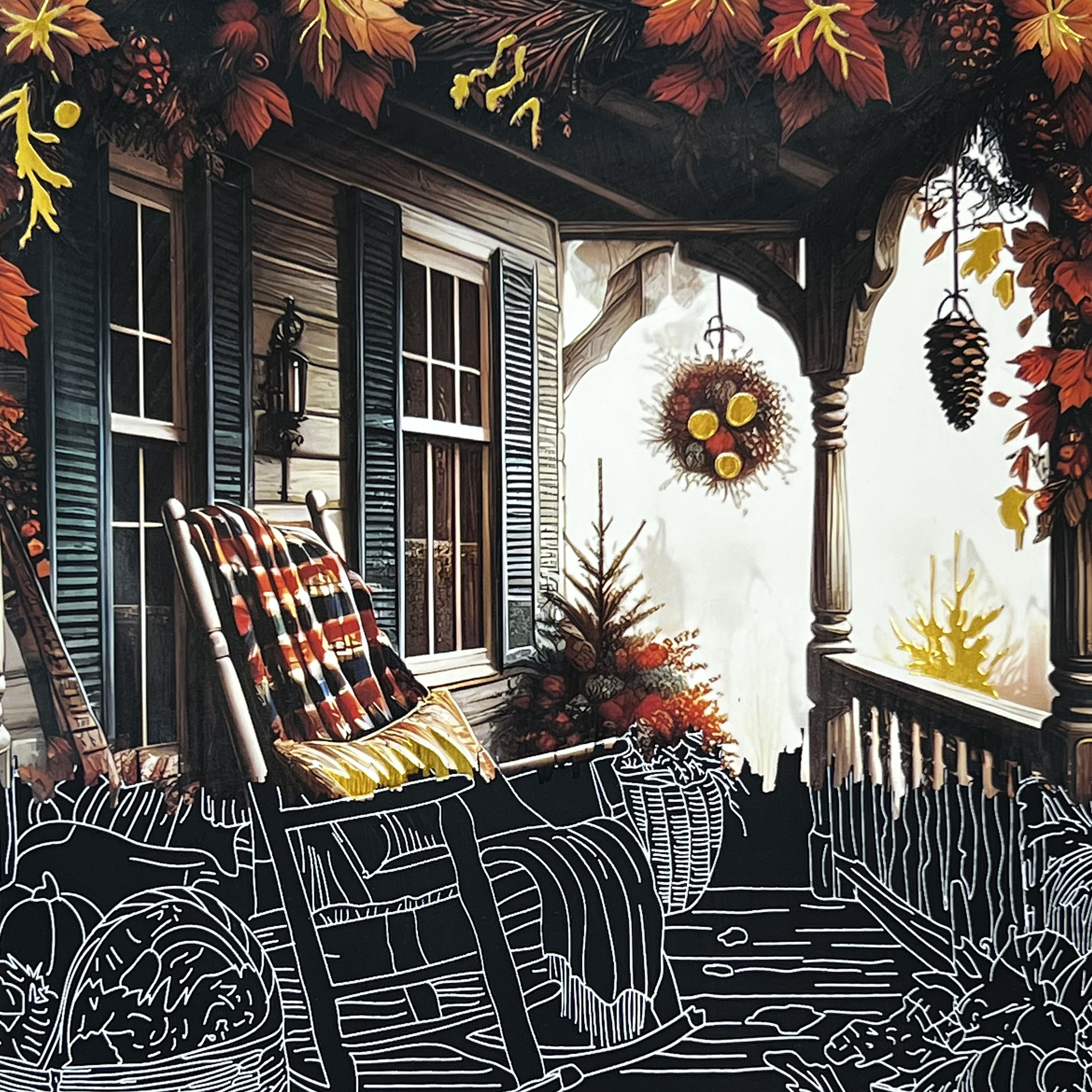 Brea Reese: Scratch Art Paper Pad - Fall Florals - 14 Sheets, 7 Guided Art Designs, Metallic Accents, Stylus & Brush, 6x8" Pages, DIY Adult Craft Kit