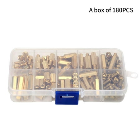 

180Pcs M4 Hexagonal Separator Kit Brass Insulation Column with Screws Hex Nut Assortments