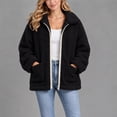 thumbnail image 6 of Nfurl Sherpa Jacket Womens Lightweight Collared Zip up Fleece Jackets with Pockets Cozy Casual Fall Jacket Trendy Teddy Coats Black,L, 6 of 7