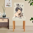 thumbnail image 4 of Yayeee 4 Pack Dining Chair Covers Stretch Parson Chairs Slipcovers Seat Protector, Beige Astronaut Planet, 4 of 6