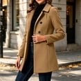 thumbnail image 4 of Edvintorg Womens Trench Coat Turndown Collar Loose Casual Long Jacket Solid Color Long Sleeve Outerwear with Pocket Womens Clothing Brown S-2XL, 4 of 6