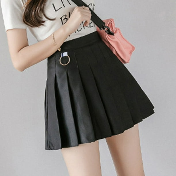 Plus Size Short Black Pleated Skirt