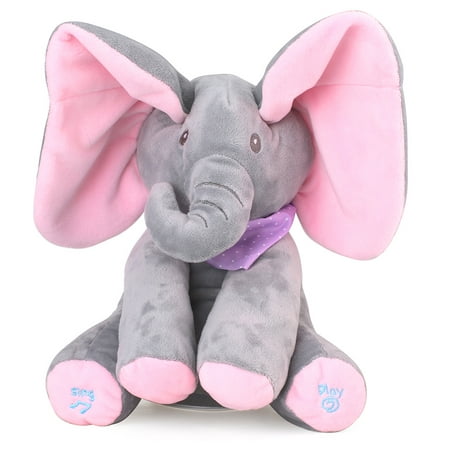 Ear Flappy Singing Baby Elephant Play Peek a Boo Animated Plush Toy (12