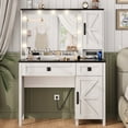 thumbnail image 2 of GIKPAL Vanity Set with Mirror & Lights, Get Ready Station Vanity with Storage Drawers & Glass Top, Farmhouse Vanity Desk with Power Strip, White, 2 of 9