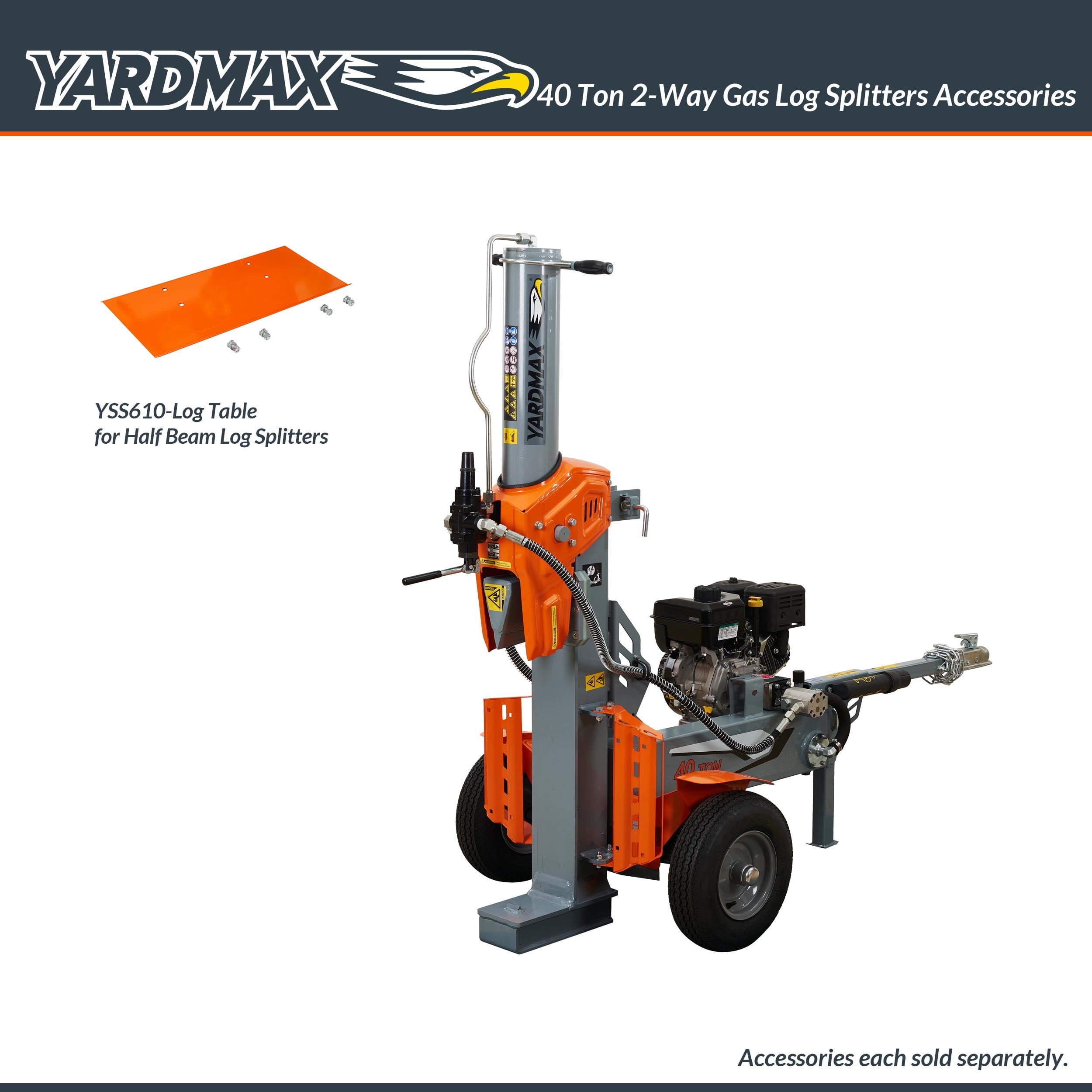 Yardmax Gas Log Splitter 40 Ton 2-way Half Beam Briggs & Stratton Engine XR1450