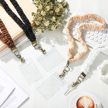 2pcs Scrunchie Lanyards For ID Badges & Keys, Black And White