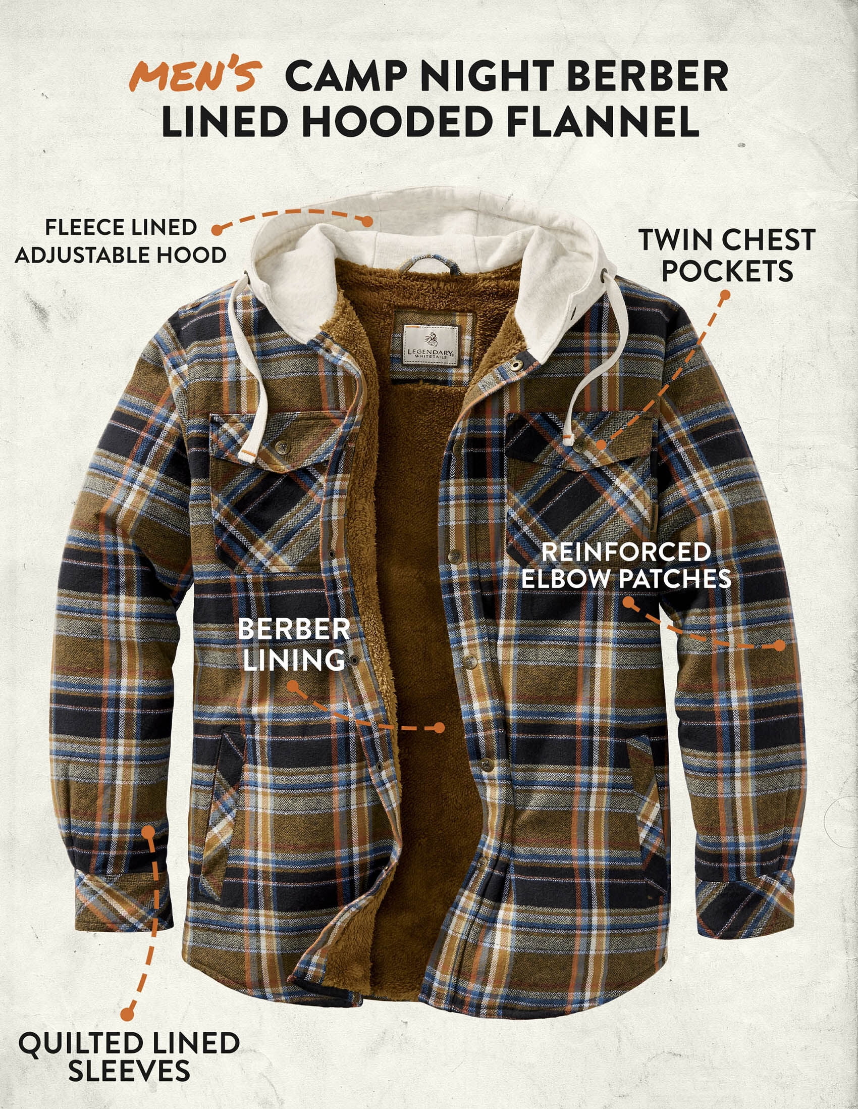 Legendary whitetails camp night hooded flannel sale