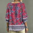thumbnail image 5 of Womens 3/4 Length Sleeve Tunic Tops Women's V-Neck Abstract Geometric Print Drawstring Ruffle 3/4 Sleeve Summer Casual Flowy Tops, 5 of 5