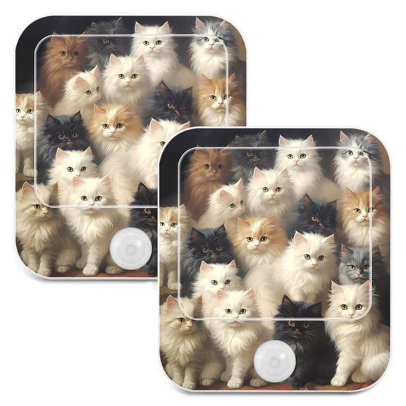 More Cats Night Lights Plug into Wall LED with Auto Light Sensor Warm Light for Kids Hallway Bedroom Living Room Kitchen Bathroom Set of 2