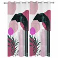 thumbnail image 4 of Outdoor Curtains for Patio Waterproof Pink Boho Indoor/Outdoor Curtain Tiebacks Geometric Line Leaves Privacy Curtain Sun Block Grommet Drapes for Pergolas Gazebo Porch Balcony 2 Panel 54x108 Inch, 4 of 9