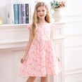 thumbnail image 3 of GYRATEDREAM Girls Summer Dress Floral Crewneck Cute Fancy Princess Dress Casual Flowy Short Sleeve Midi Dress for 7-8Y Rose Red, 3 of 7