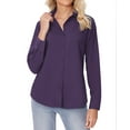 thumbnail image 6 of Siliteelon Button Down Shirts for Women Long Sleeve Wrinkle Free Dress Shirts Work Office Blouse Tops with Pocket Purple, 6 of 8