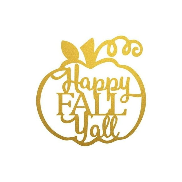 Central Coast Designs HAPPYFALL-18GLD Happy Fall 18 x 16 Po Script Silhouette Citrouille Acier Laser Coupe Mur Art Signe et 44; Or