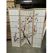 Select Plum Blossom Color and Panel 3 to 8 Room Divider (Natural, 4)