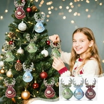 LSLJS Christmas Balls-6Pcs 4.7" Velvet Glittery Deer Christmas Ornaments DIY Art & Craft Christmas Decorations for Xmas Tree Party Favors Supplies Gifts