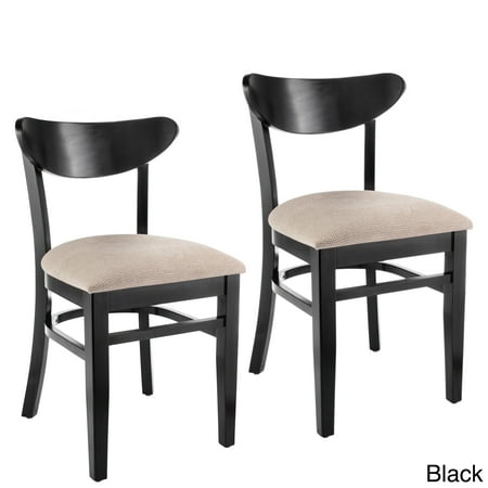 - Beechwood Mountain BSD-007S-B -CR Solid Beech Wood Kitchen and Dining Side Chairs in Black with Cream Upholstered Seat, Set of 2
