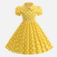 thumbnail image 2 of Gubotare Cute Dresses for Teen Girls Baby Girl Spring Floral Ruffle Dress Dress Short Sleeve Summer Outfit Casual Toddler Dress Size 5-6T (Yellow,5-6 Years), 2 of 9
