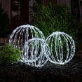 thumbnail image 5 of Wintergreen Lighting 12" White LED Outdoor Light Ball Sphere Light, White Fold-Flat Metal Frame, Cool White Lights, 5 of 9